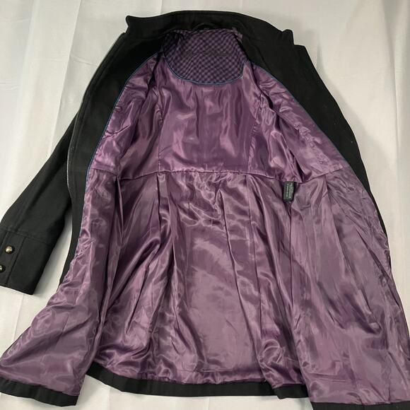 Steve Madden Women’s Black Military Coat Medium Wool Blend Long Jacket - Picture 10 of 15